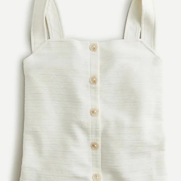 J. Crew Textured Button Front Square Neck Tank - Picture 2 of 4